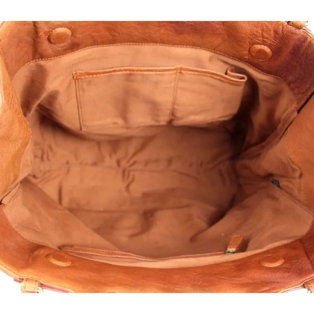 ROOMY Cynthia Rowley TAN BROWN GENUINE LEATHER SHOULDER BAG X-BODY HANDBAG PURSE